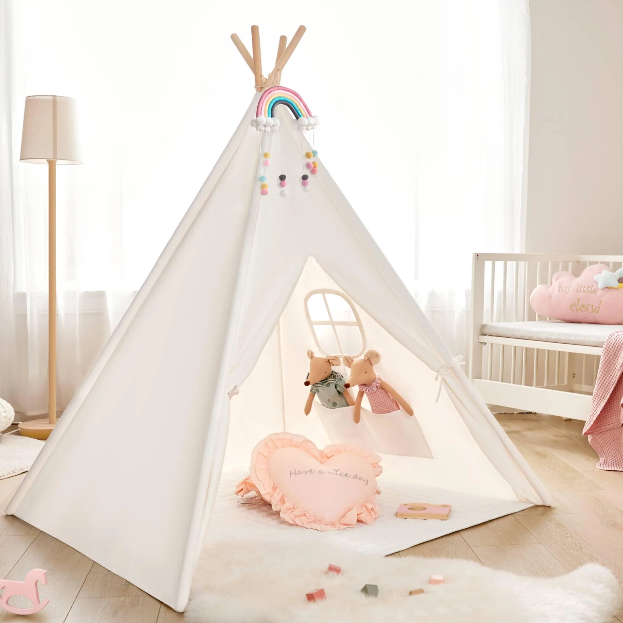 Tiny Land® Teepee Tent for Kids with Mat – Indoor Play Tent with Floor Mat - Image 9