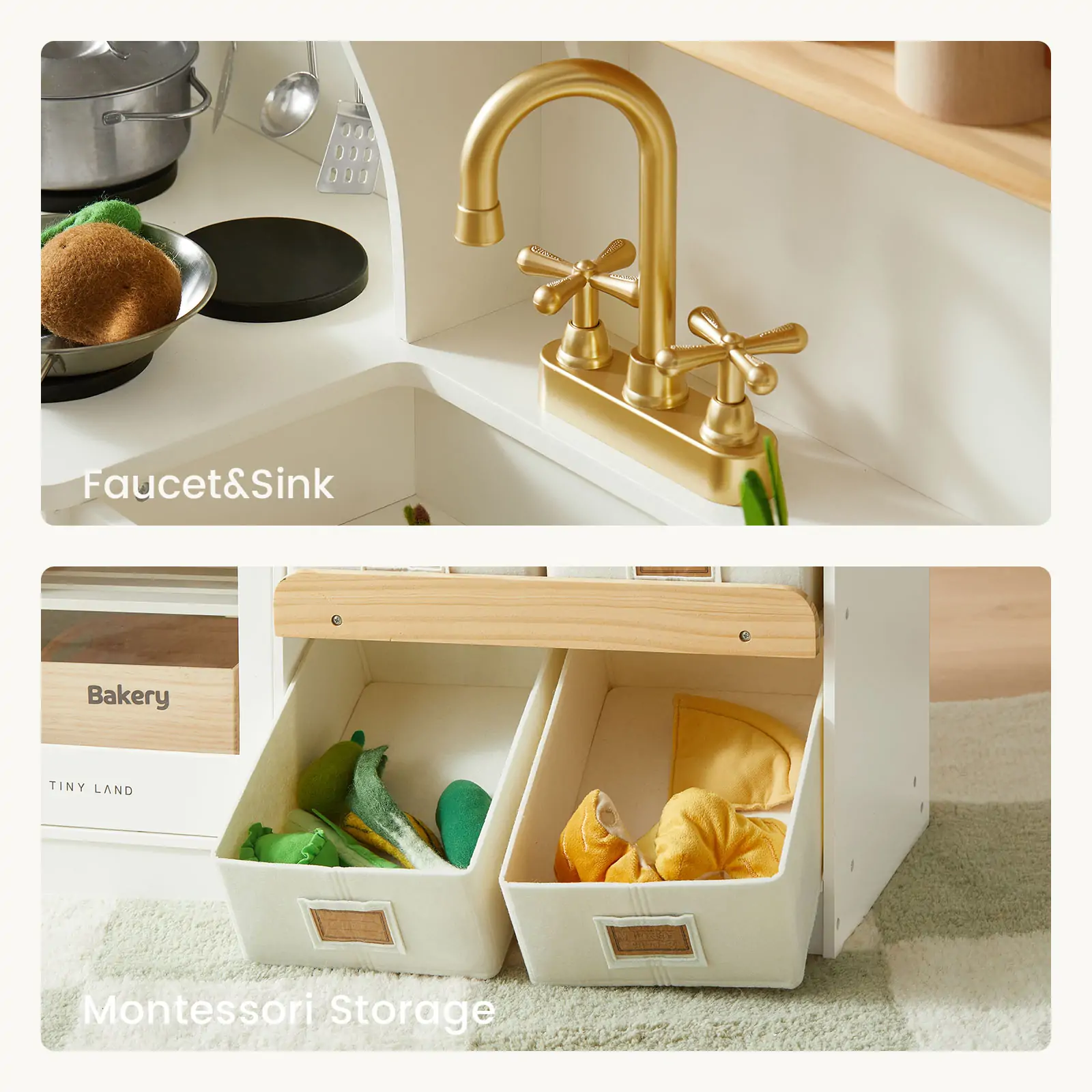 Tiny Land® Wooden Play Kitchen with Storage for Creative Toddlers - Image 7